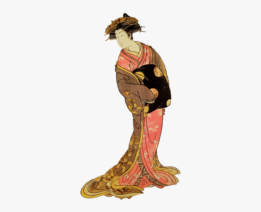 Japanese Vintage Woodcuts - Vintage Japanese Woman Png, Transparent Png