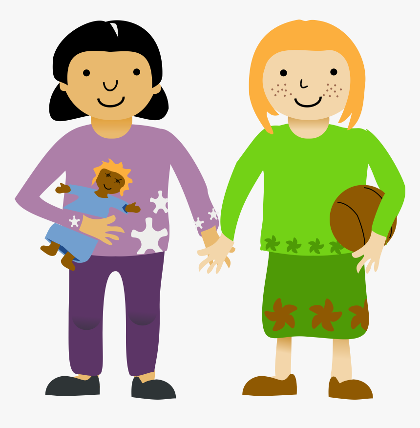Two Little Girl Png Clip Arts - Girls Holding Hands Clipart, Transparent Png