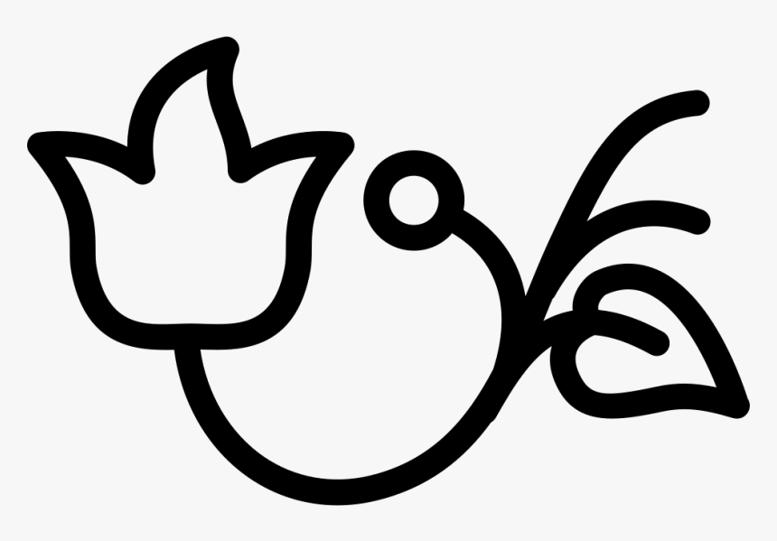 Flower Outline With Leaf And Bud - Flower Leaf Png Vector, Transparent Png