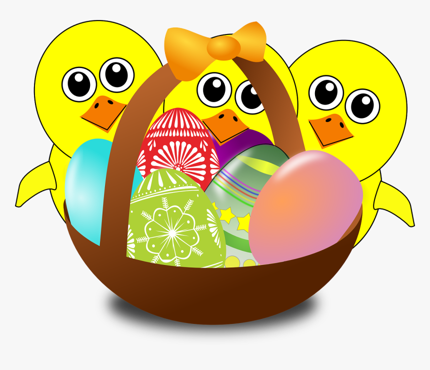 Cartoon Easter Eggs Basket, HD Png Download