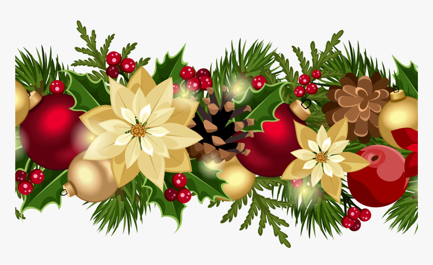 Poinsettia Clipart Xmas Decoration - Clip Art Christmas Border, HD Png Download