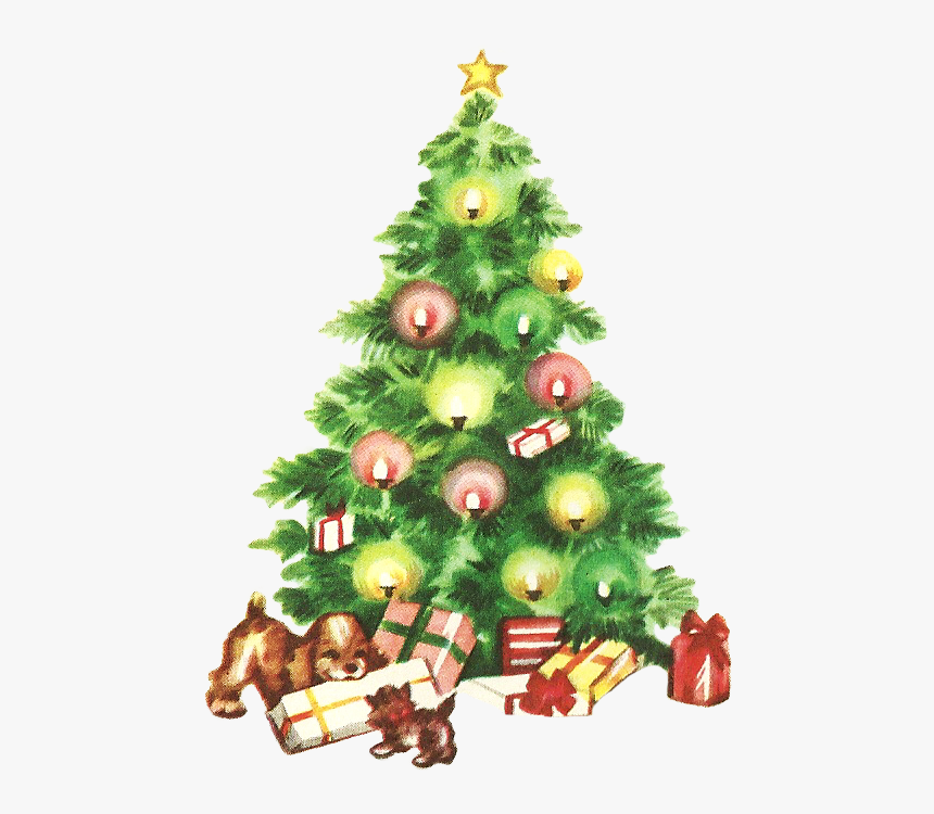 28 Collection Of Vintage Christmas Tree Clipart - Vintage Christmas Tree Clip Art, HD Png Download
