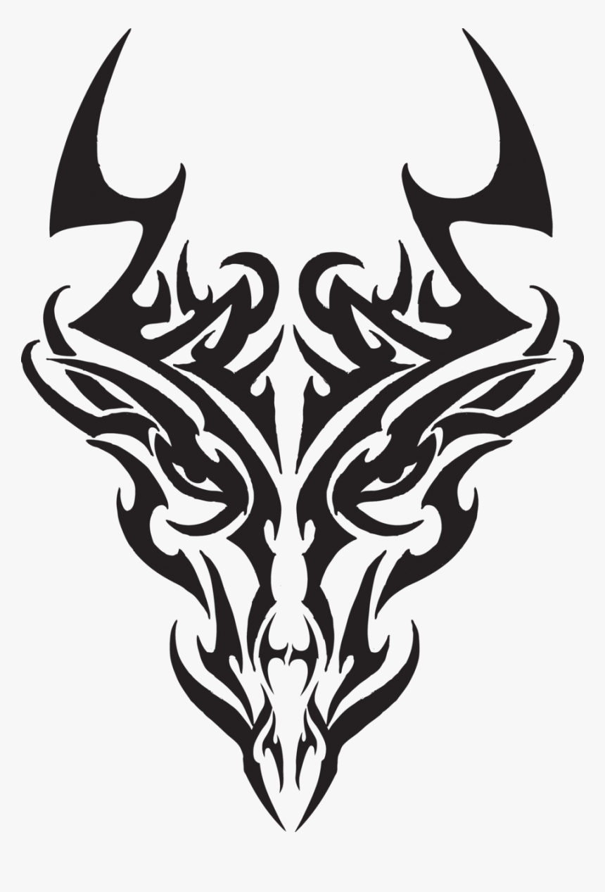 Tribal Dragon Head Tattoo, HD Png Download