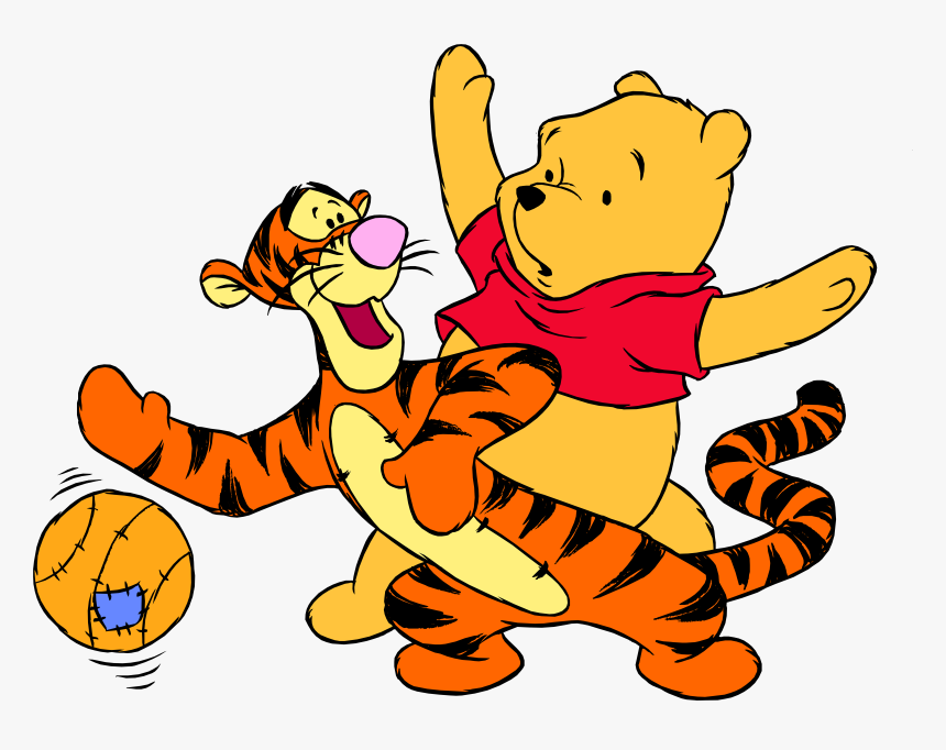 Winnie The Pooh Tigger And Ball Png Clip Art - Winnie The Pooh And Tigger Playing, Transparent Png