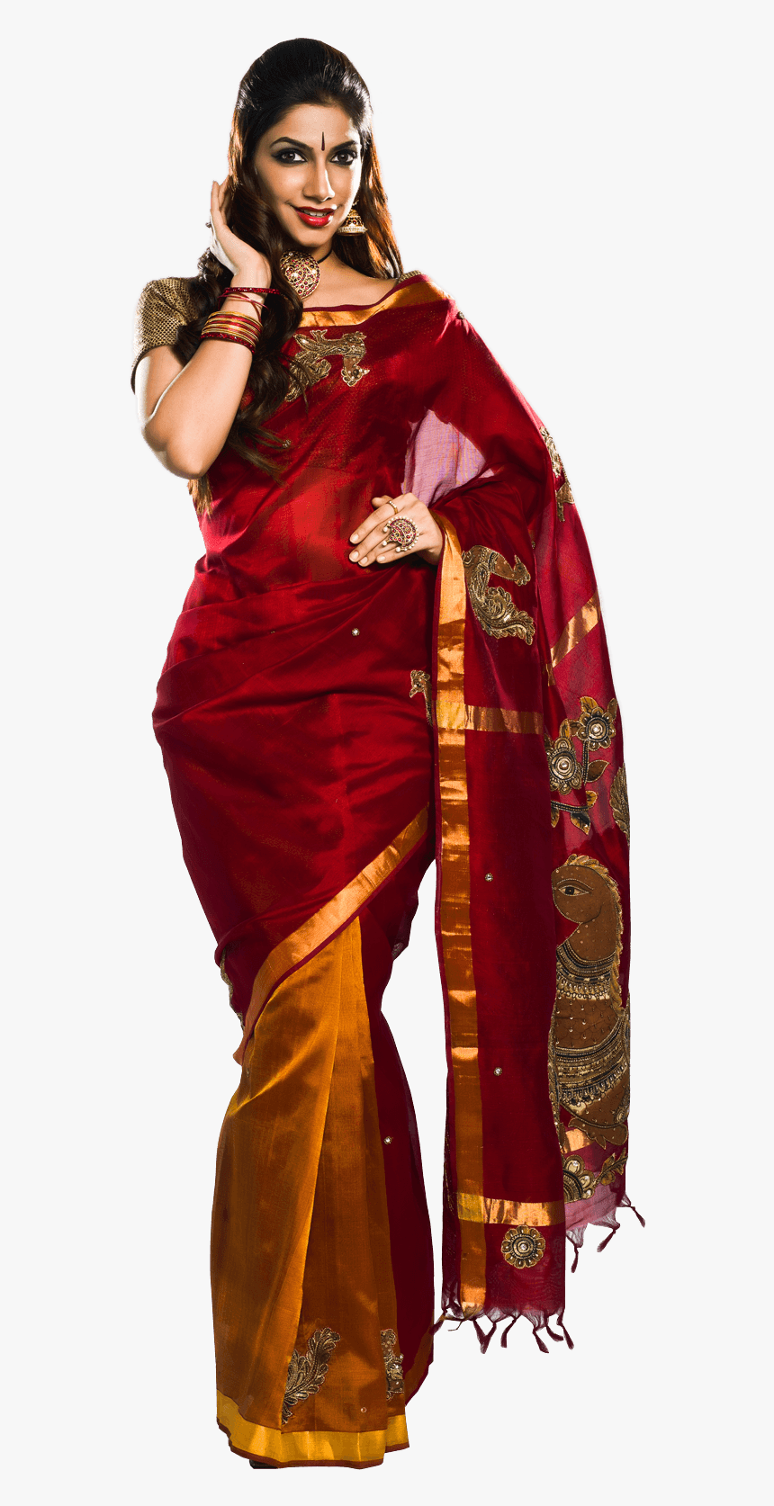 Vj Bhavana In Saree, HD Png Download
