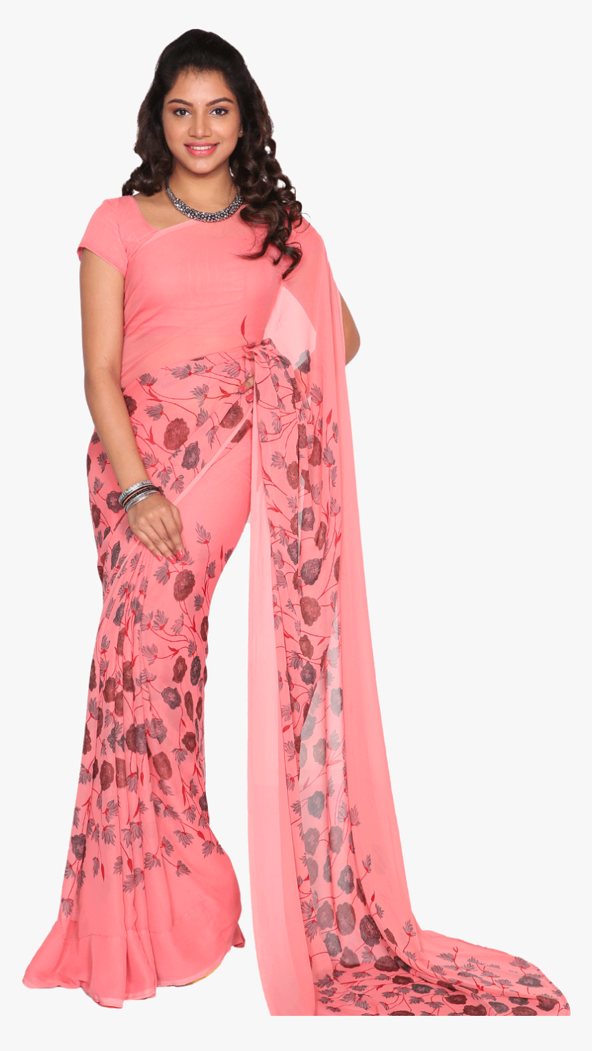 Chiffon Saree Model Png , Png Download - Ladies Saree Png, Transparent Png