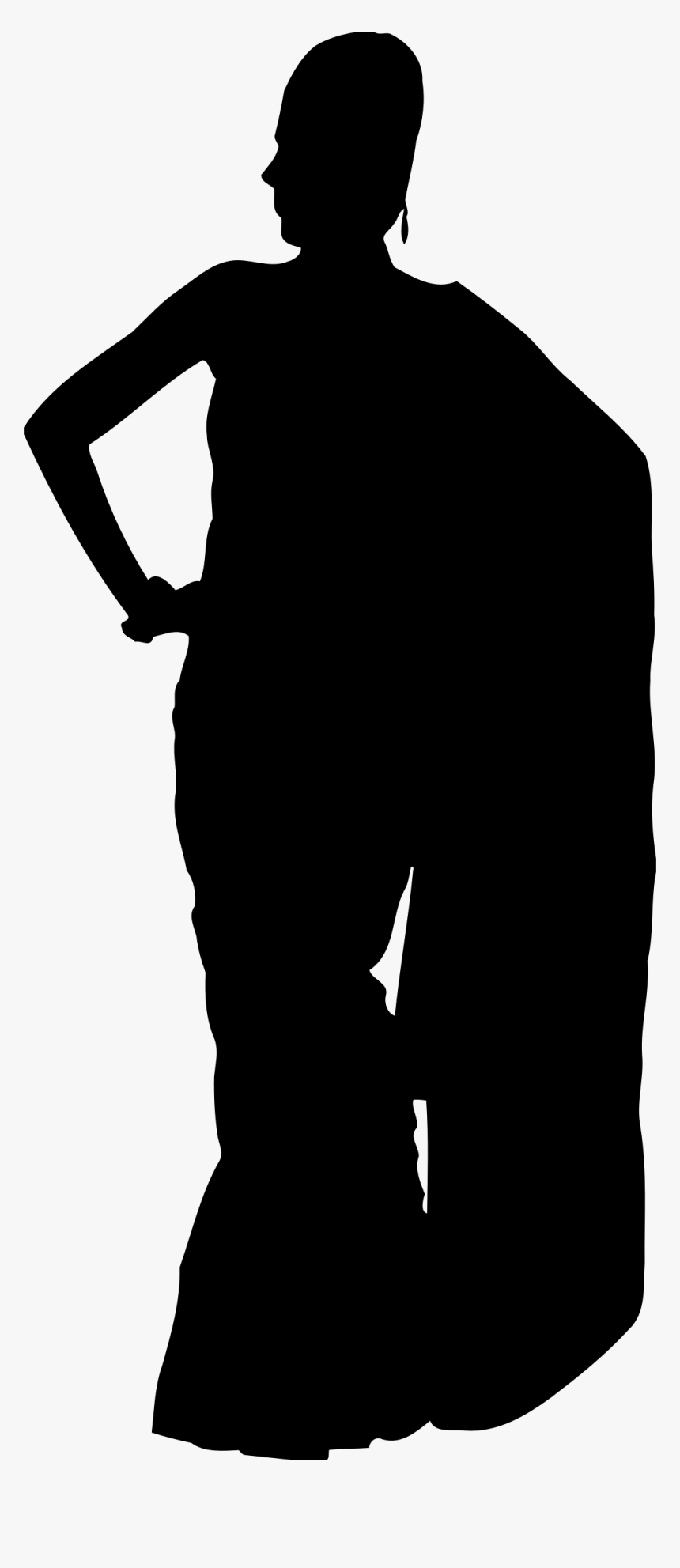 Woman In Saree Silhouette 2 Clip Arts - Women In Saree Silhouette, HD Png Download
