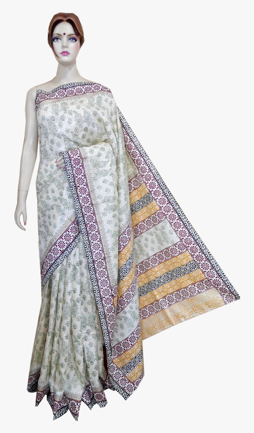 Png Black And White Stock Online Silk Mixed Saree - Patchwork, Transparent Png