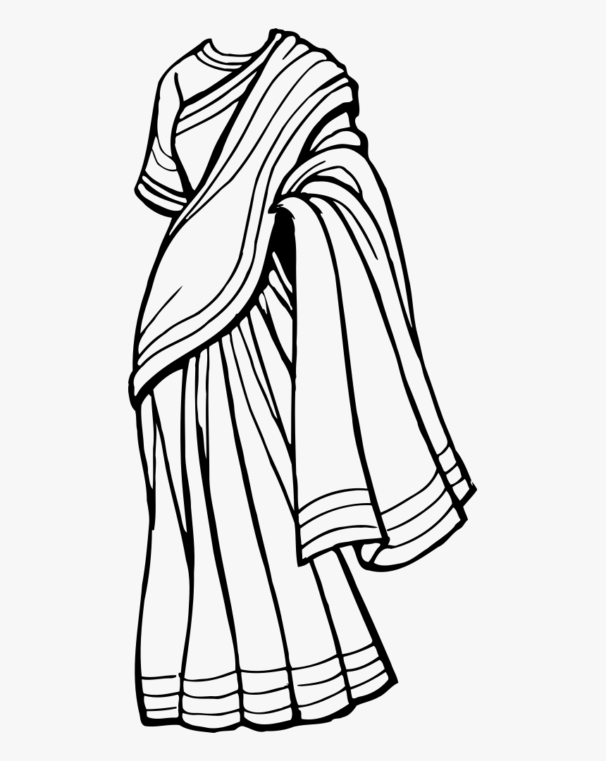 Saree - Clip Art Of Saree, HD Png Download
