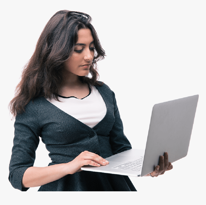 Lady Contacting E-gmat Support On Her Laptop<br - Indian Girl With Laptop Png, Transparent Png