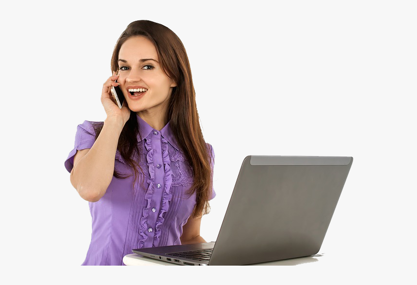 A Girl And Her Laptop - Live Chat Support Girls, HD Png Download