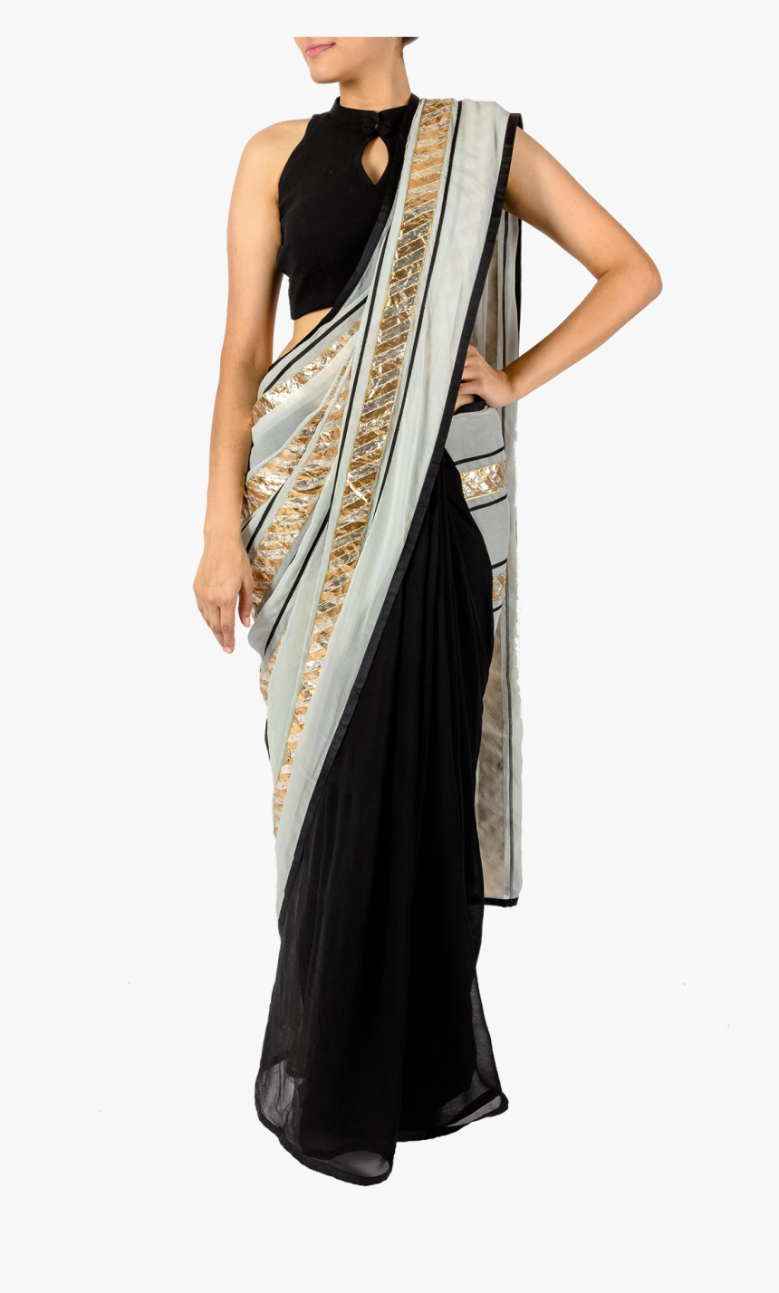 Black And Gold Saree Blouse - Silk, HD Png Download