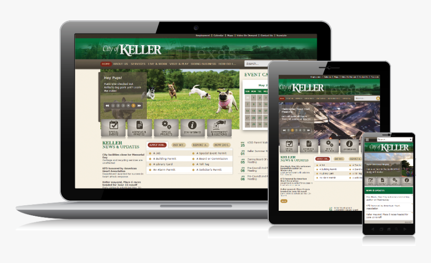 The City Of Keller Mobile-responsive Website Design - Operating System, HD Png Download