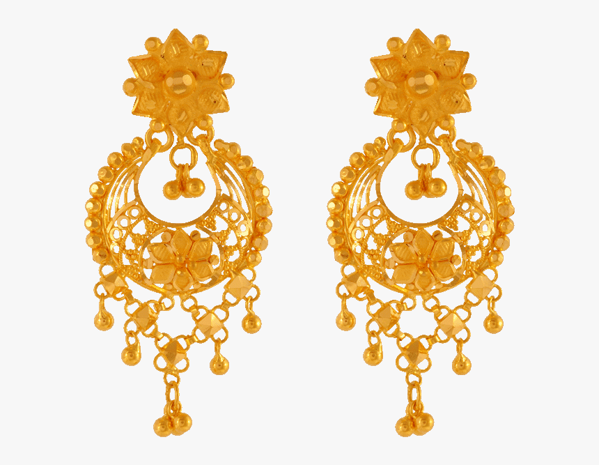 22kt Yellow Gold Chandbali Earrings For Women - Earring Pc Chandra Jewellers, HD Png Download