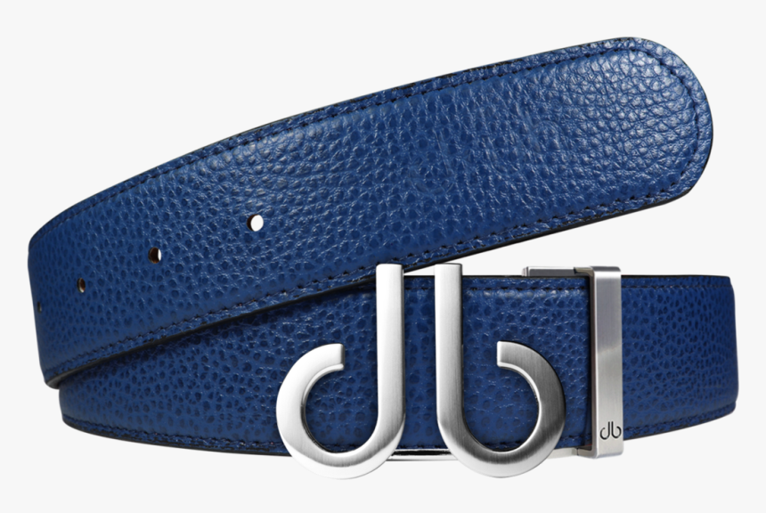 Full Grain Leather Belt In Blue With Brushed Silver, HD Png Download