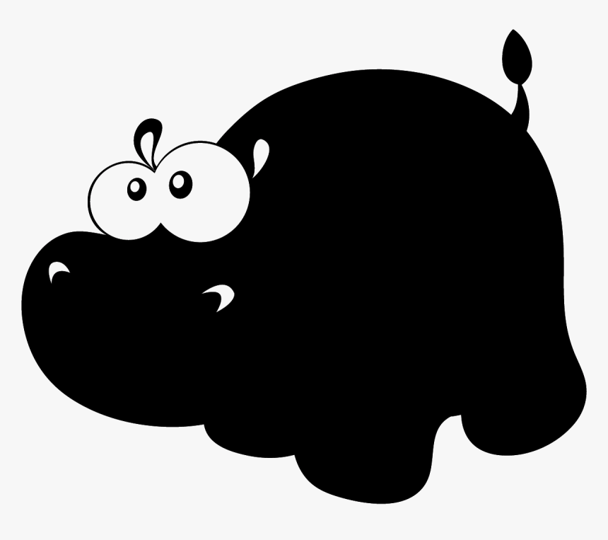Silhouette Hippopotamus Drawing, HD Png Download
