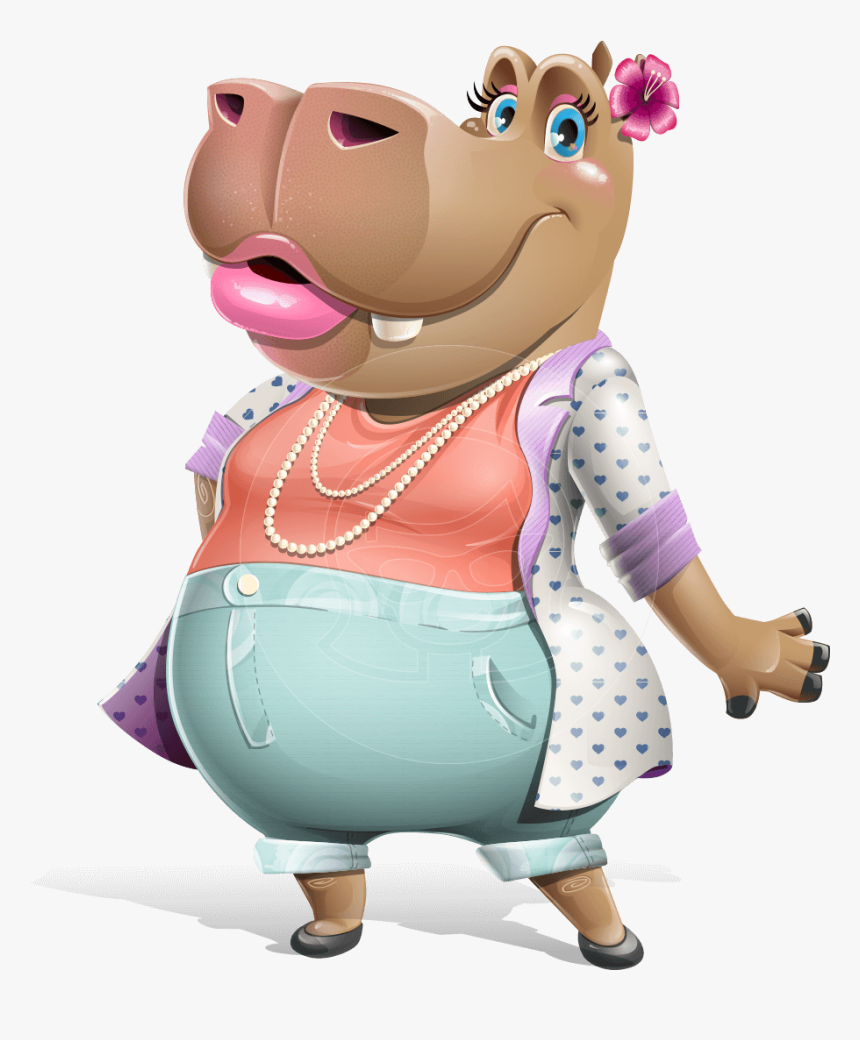 Female Hippo Cartoon Character, HD Png Download