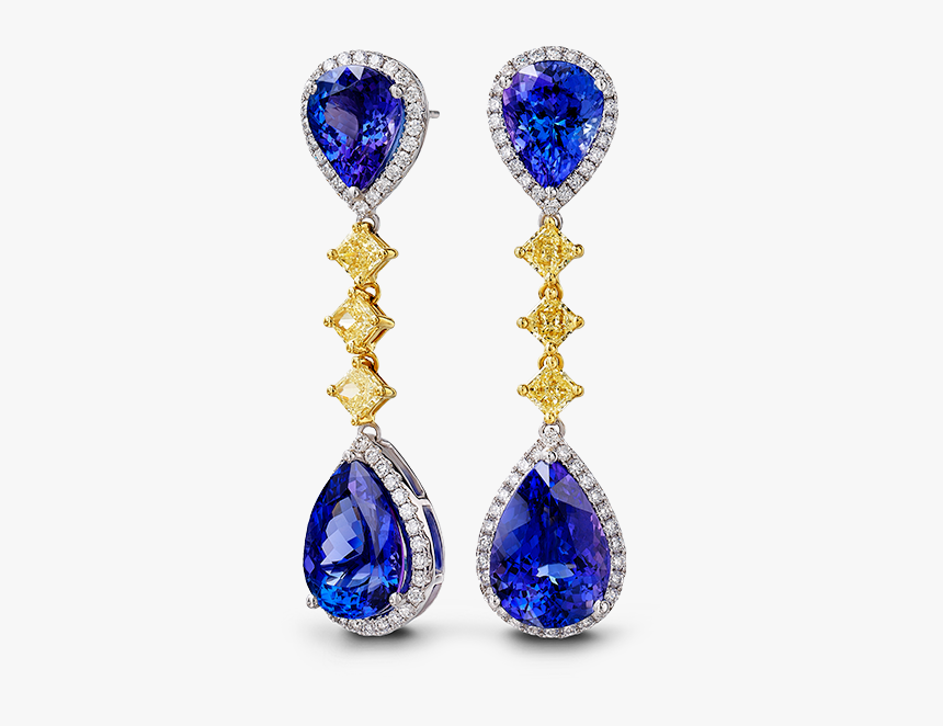 Shimansky Pear Tanzanite And Fancy Yellow Diamond Earrings, HD Png Download