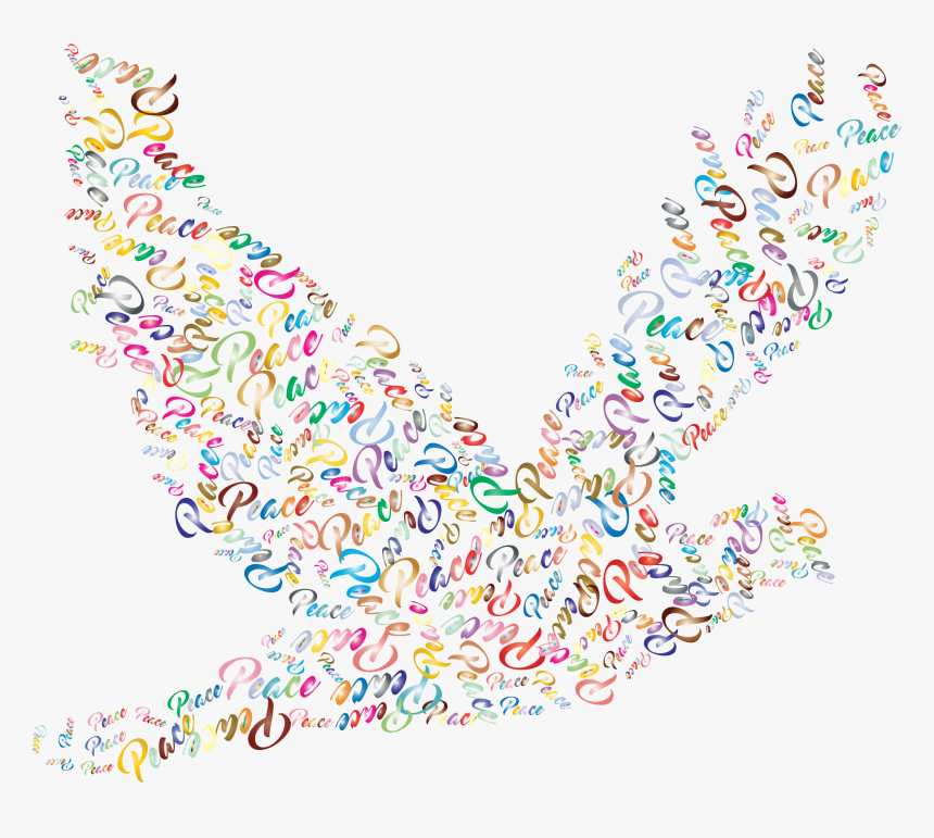 Prismatic Flying Peace Dove Typography 2 No Background, HD Png Download