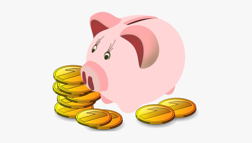 Piggy Bank With Coins Around It Vector Graphics, HD Png Download