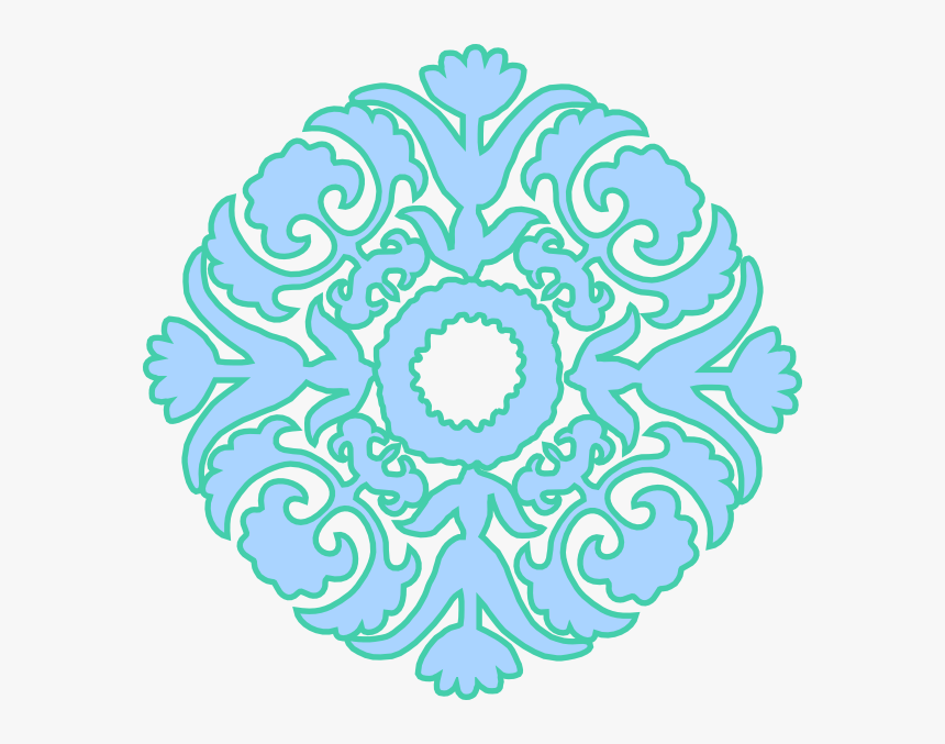 Damask Flourish Pastel Blue Green Svg Clip Arts, HD Png Download