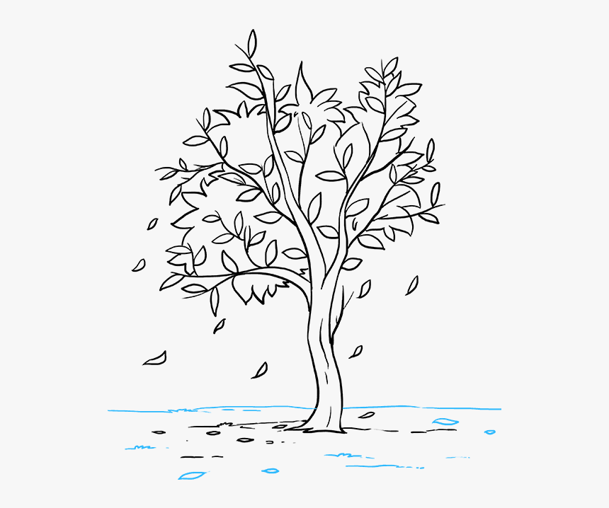 How To Draw Fall Tree, HD Png Download