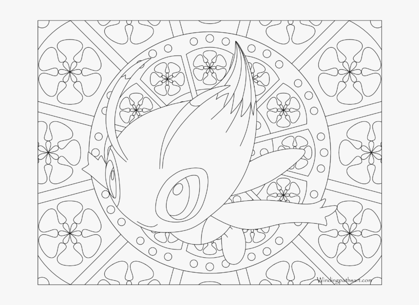 Adult Pokemon Coloring Page Celebi, HD Png Download