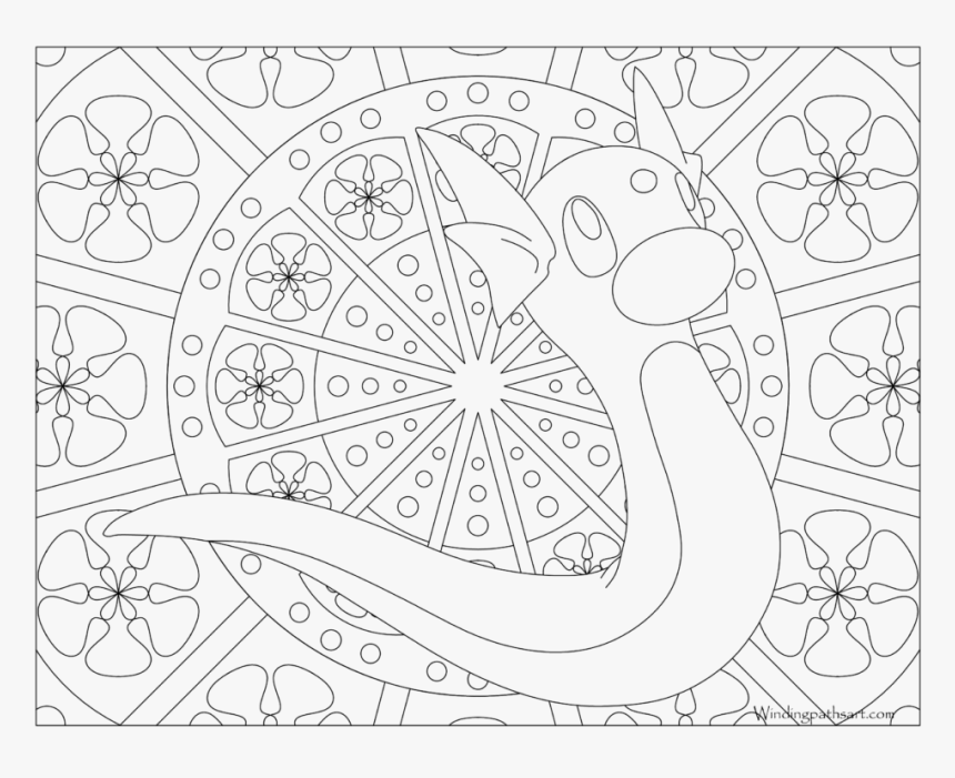 Adult Pokemon Coloring Page Dratini, HD Png Download