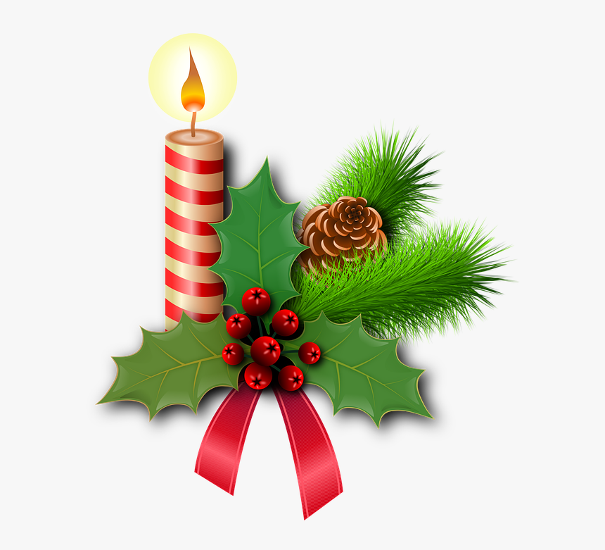 Christmas, Holly, Candles, Decorative, Berries, Branch, HD Png Download