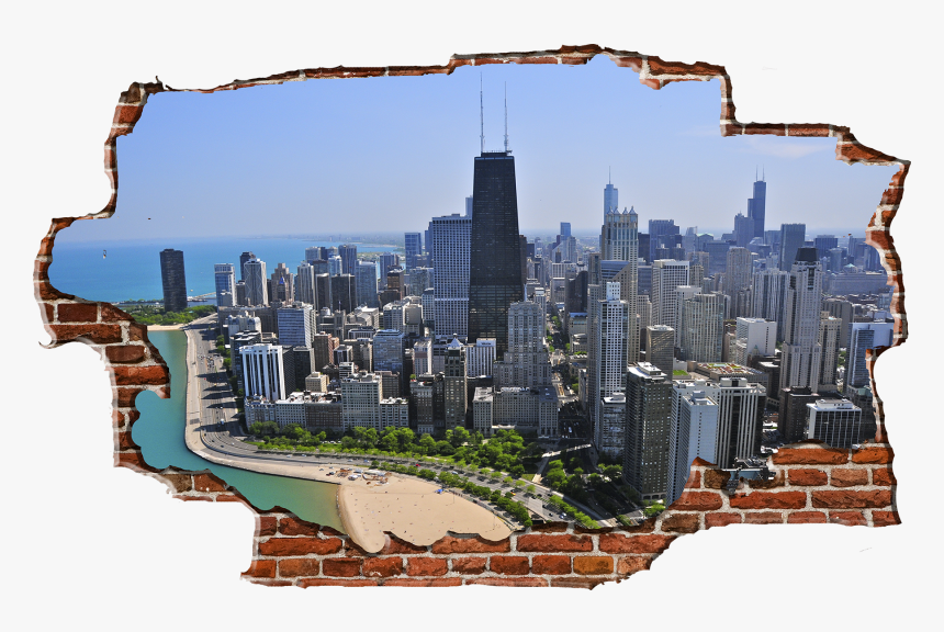 Zapwalls Decals Breaking Wall Chicago Skyline Color, HD Png Download