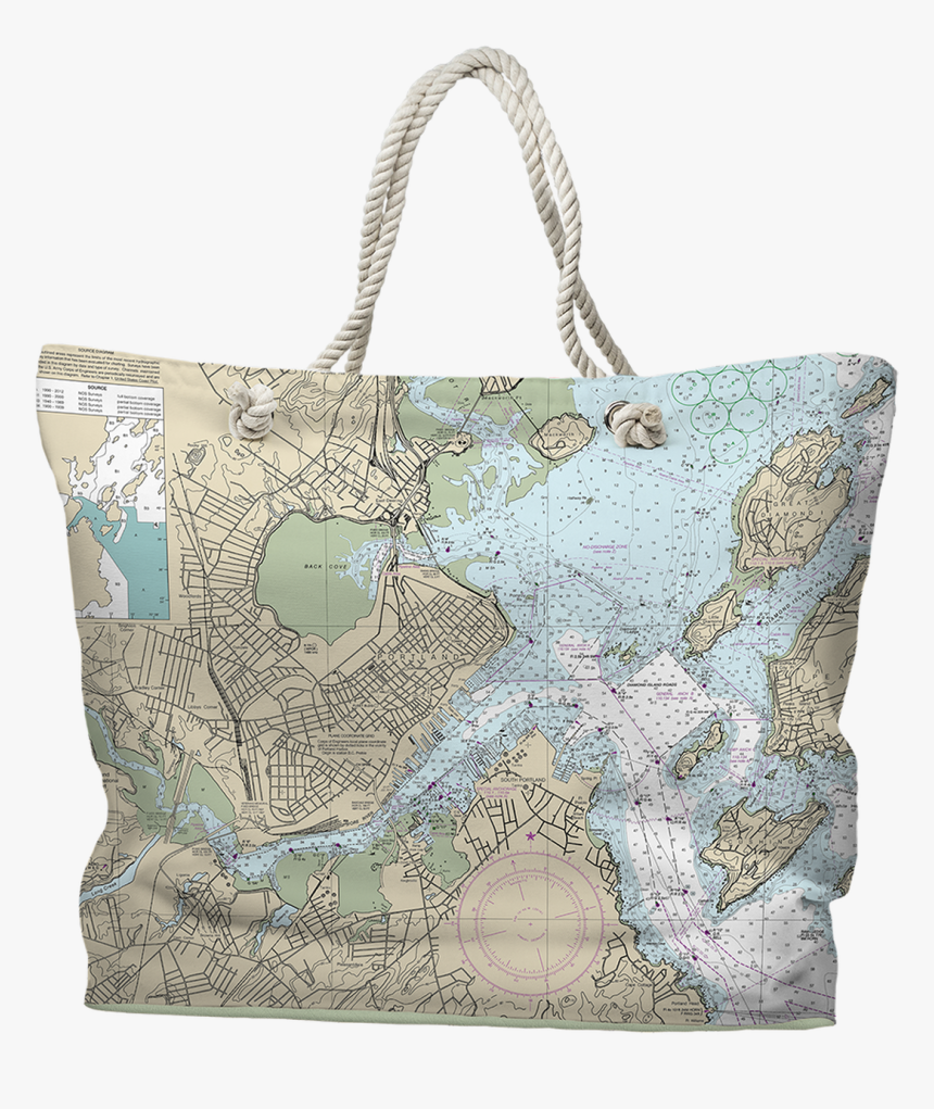 Nautical Chart Tote Bag, Portland, Me, HD Png Download