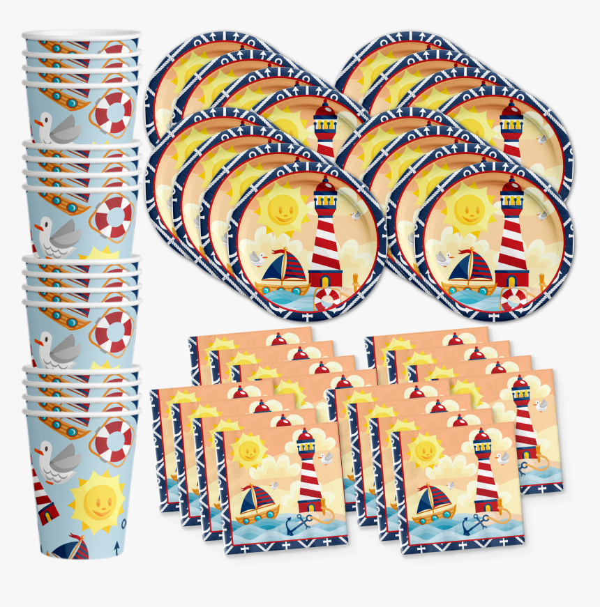 Nautical Sailor Birthday Party Tableware Kit For 16, HD Png Download