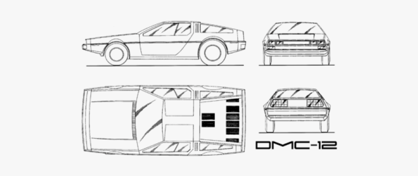 Delorean Clipart Black And White, HD Png Download