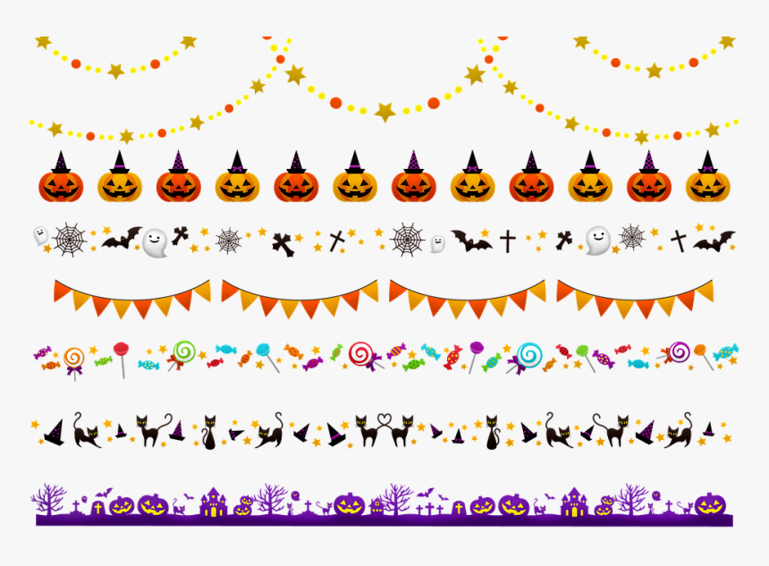 Halloween Border, Halloween, Ghosts, Skulls, Pumpkins, HD Png Download