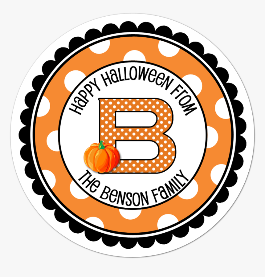 Pumpkin Monogram Wide Polka Dot Border Personalized, HD Png Download