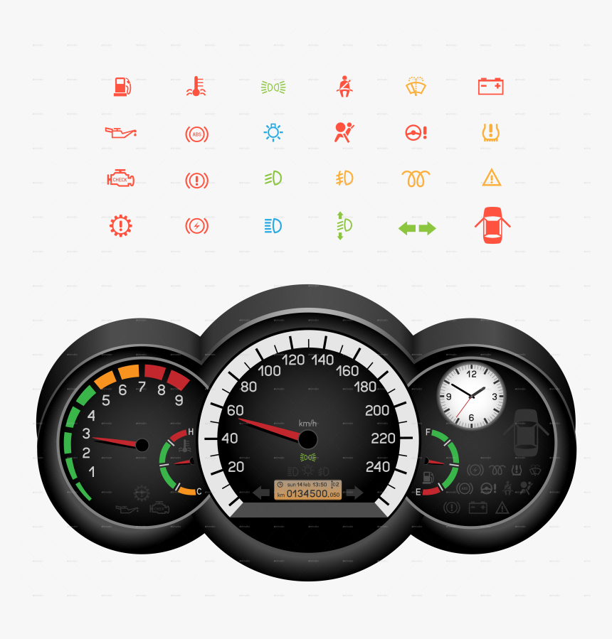 Car Speedometer Night Panel, HD Png Download