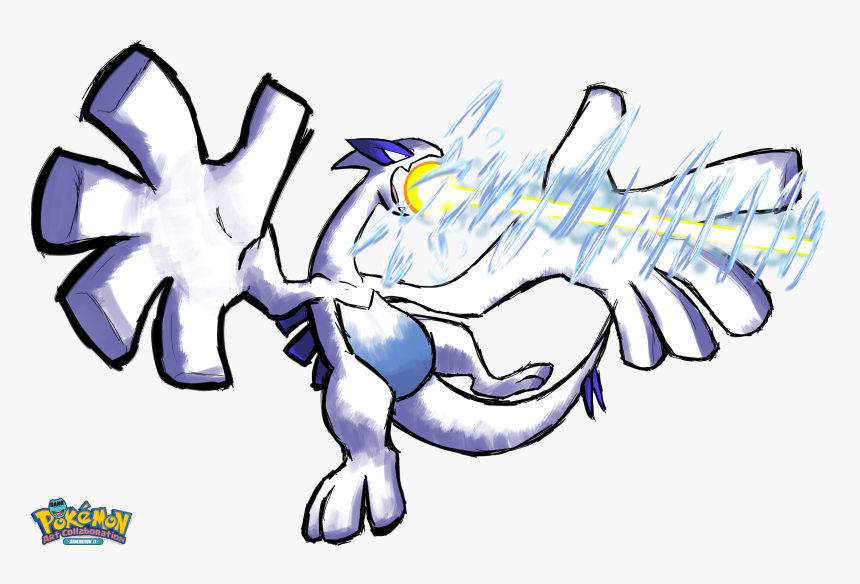 #249 Lugia Used Aeroblast In The Game Art Hq Pokemon, HD Png Download