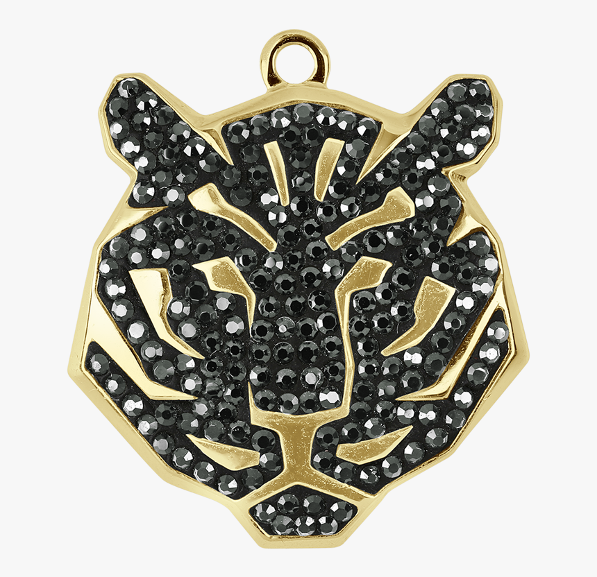 Swarovski 67511 Pave Tiger Pendant 22mm Gold/jet Hematite, HD Png Download