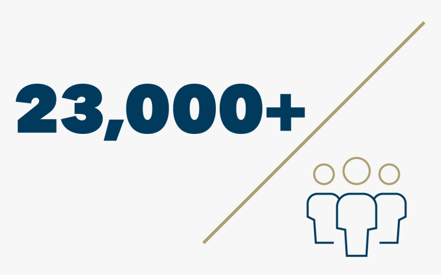 23,000 Alumni Followed By A Diagonal Slash And An Outline, HD Png Download