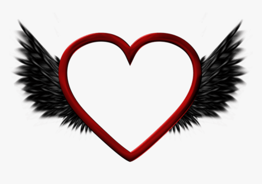 Free Png Red Transparent Heart With Black Wings Png, Png Download
