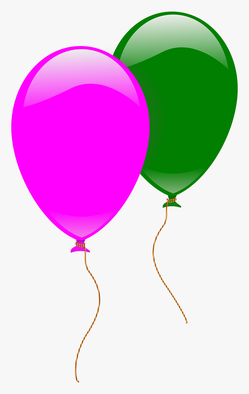 Balloons Pink Green Flying Png Image, Transparent Png