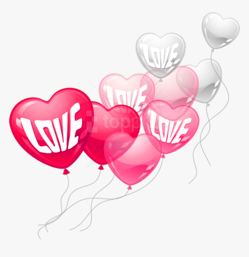 Valentines Day Pink And White Love Heart Baloons Png, Transparent Png