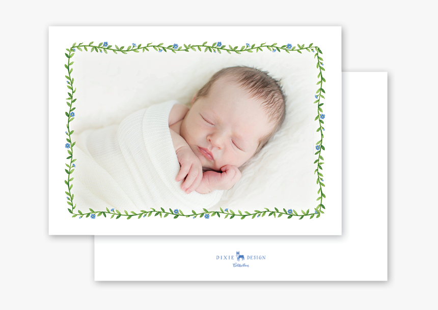 Morning Glory Blue Border Birth Announcement, HD Png Download