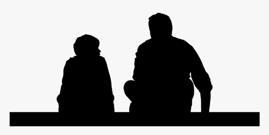 Father And Son Sitting Silhouette, HD Png Download