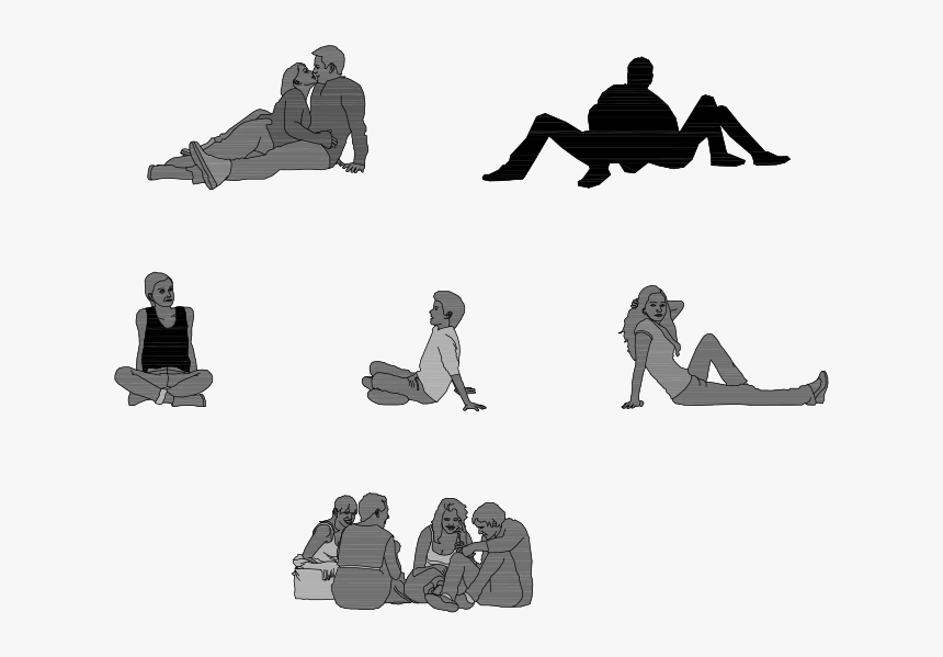 People Sitting Silhouette Png, Transparent Png