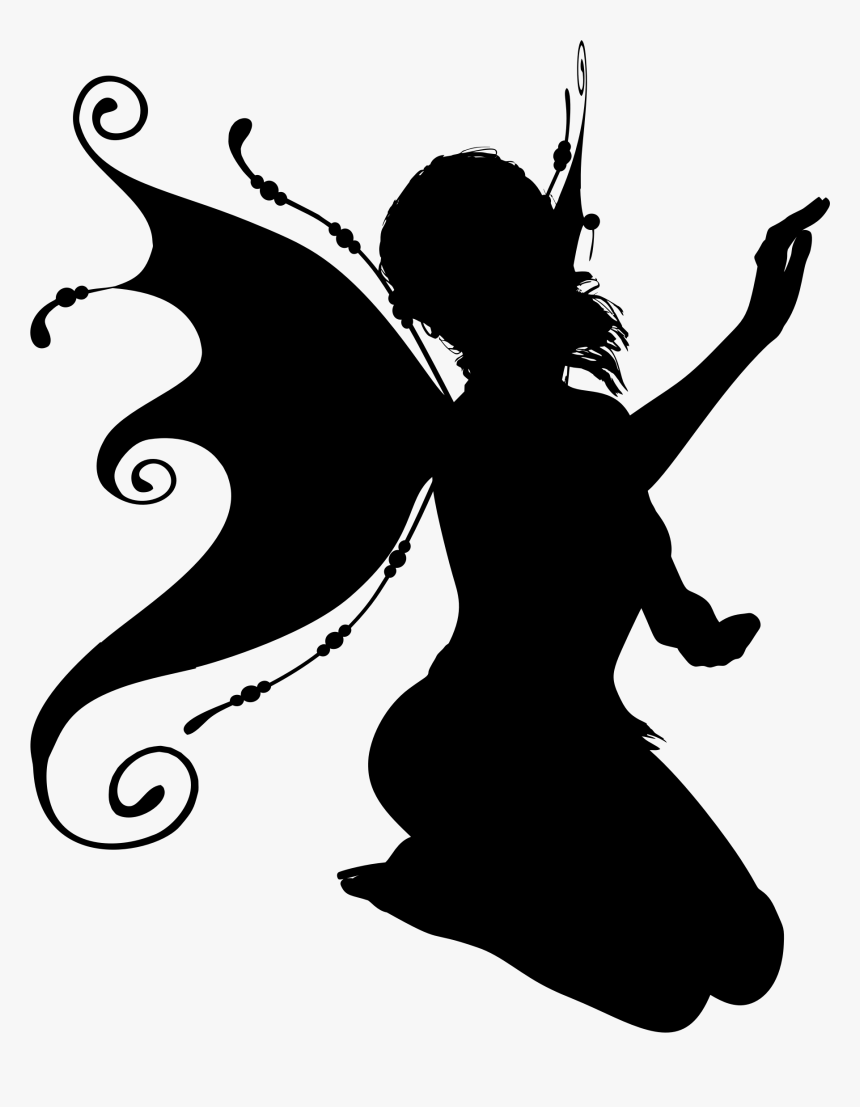 Ornate Sitting Fairy Silhouette Clip Arts, HD Png Download