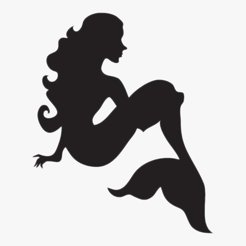 Mermaid Sitting Silhouette Png, Transparent Png