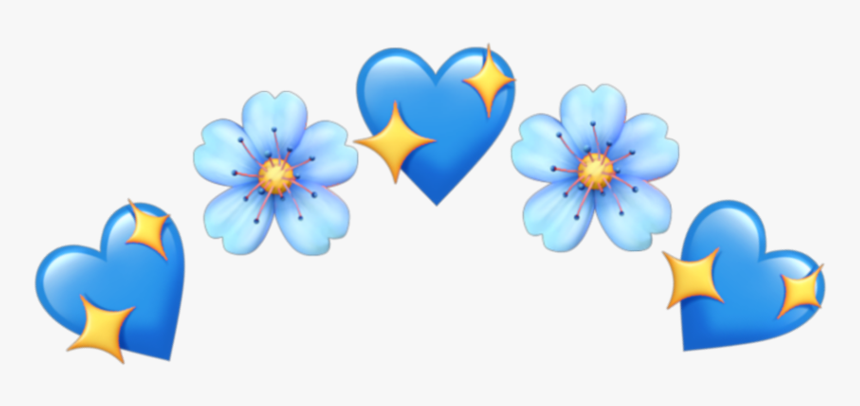 #heart #hearts #crown #flower #flowers #tumblr #blue, HD Png Download