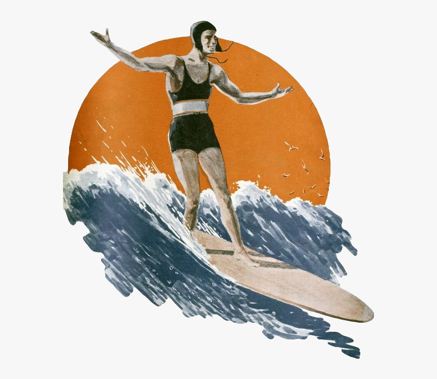 #surfer #surfing #man #retro #vintage #scsurfing #freetoedit, HD Png Download