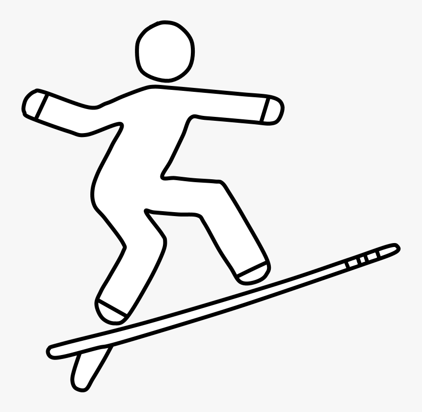 Surfer, Surf Board, Black And White, HD Png Download